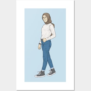 Hijab Girl And Jeans Posters and Art